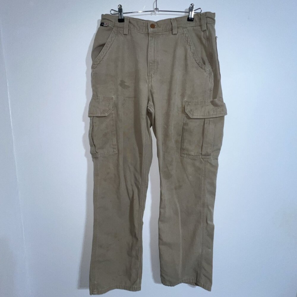 Carhartt FR Cargo Jeans Mens 34x32 Canvas 2112 CAT2 Fire Resistant Distressed